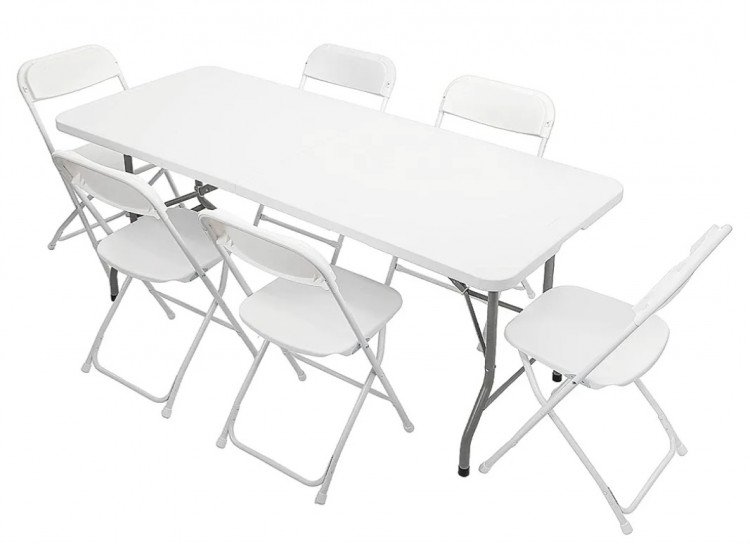 6ft table & 6 CHAIRS(Contact For Booking)