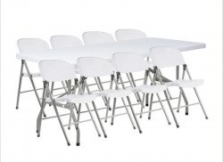8ft tables with 8 chairs (Contact For Booking)