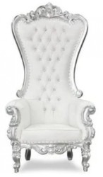 Throne Chair White & Silver